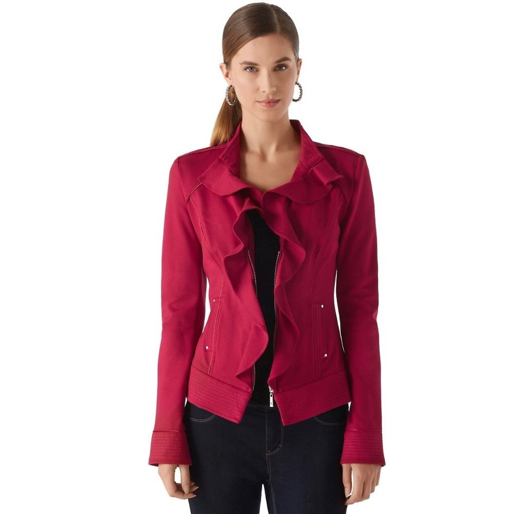 White House Black Market Womens Ruffled Jacket